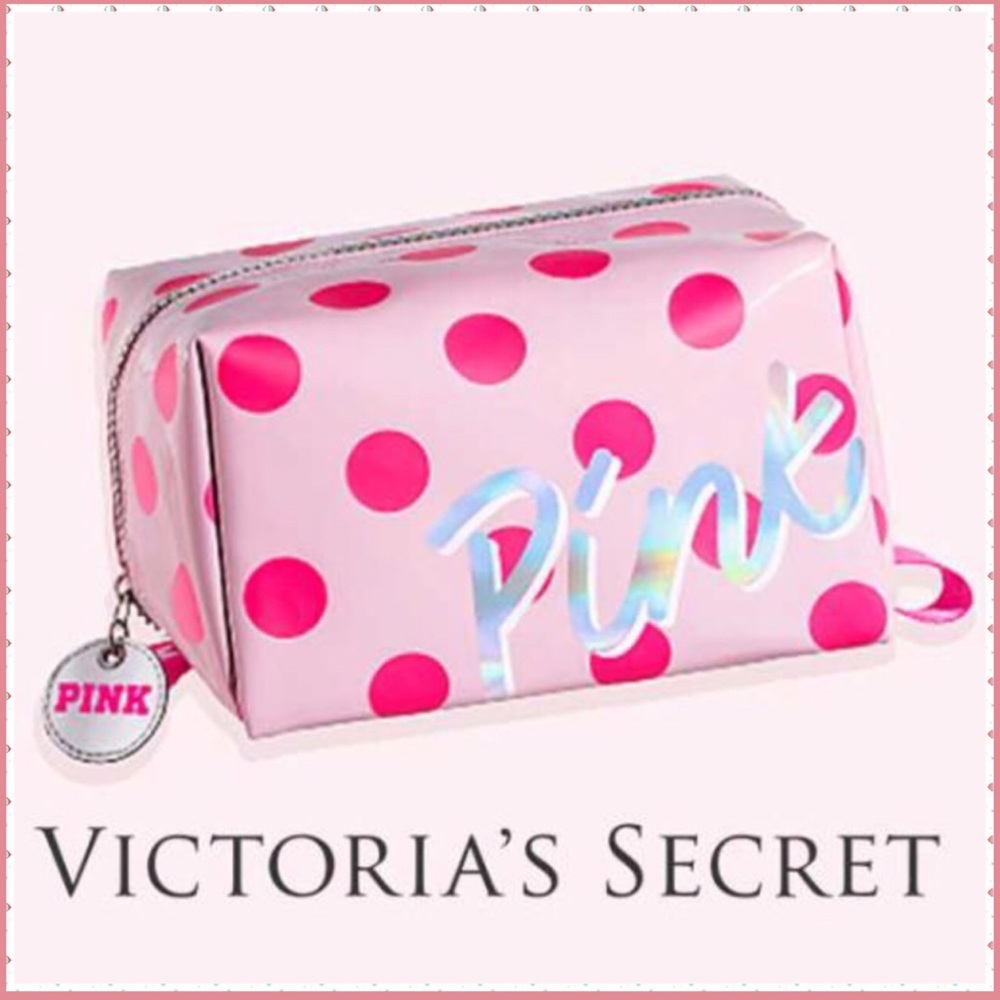 VS PINK POLKA DOT EXPANDABLE BEAUTY BAG